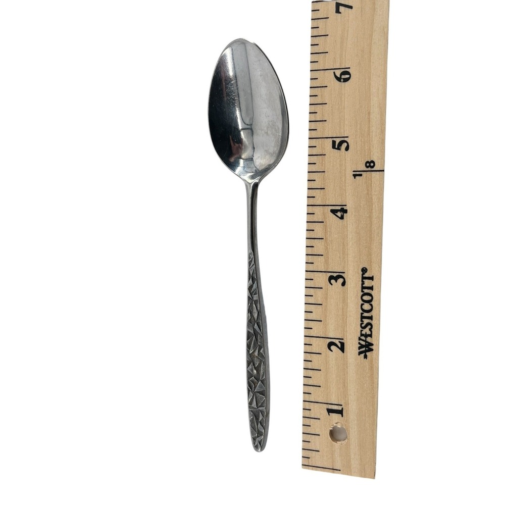 Tripoli National Stainless Japan Teaspoon Textured Geometric Handle Silverware